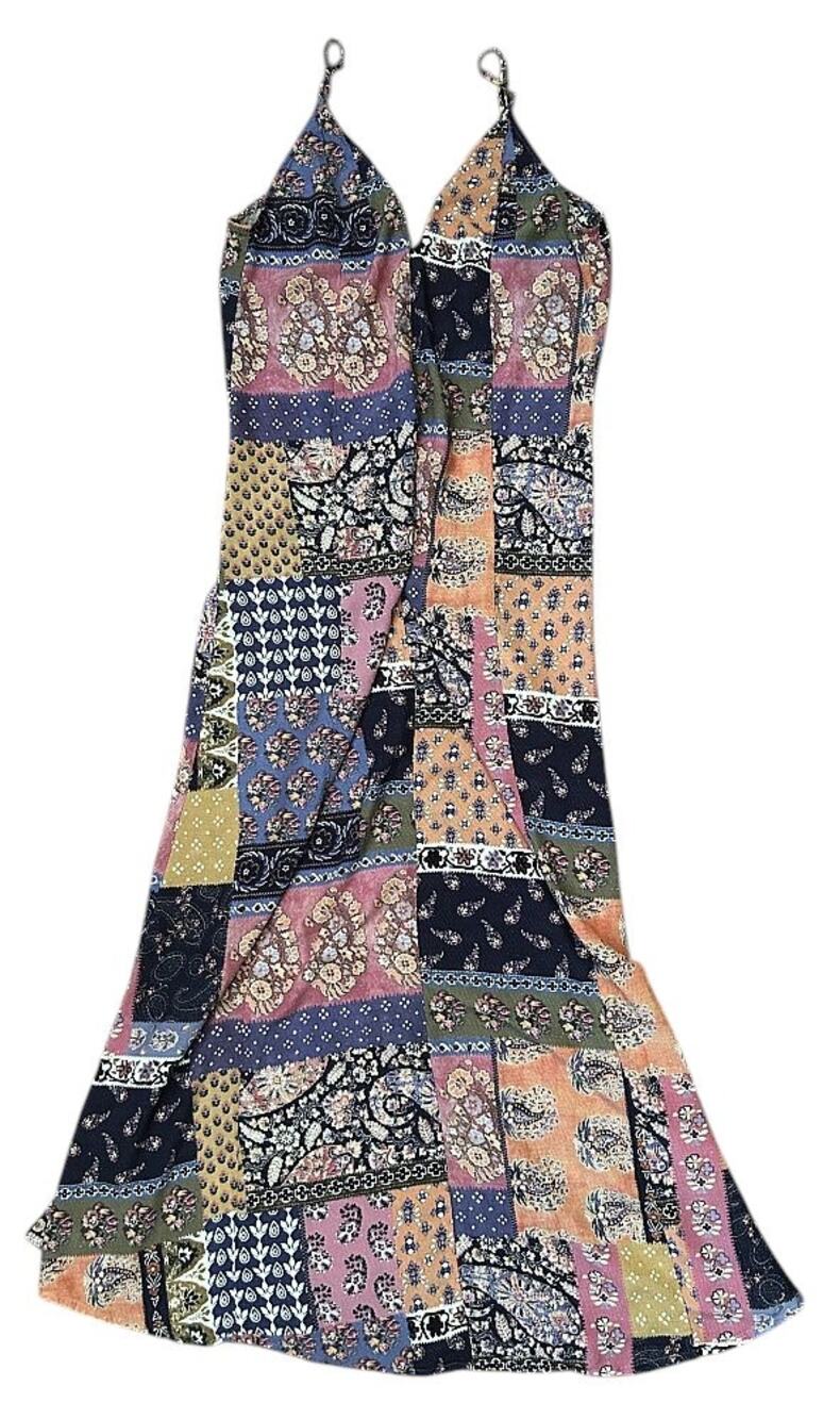 Tigerlily Adjustable Strap Multicolor Patchwork Maxi Dress Size 2